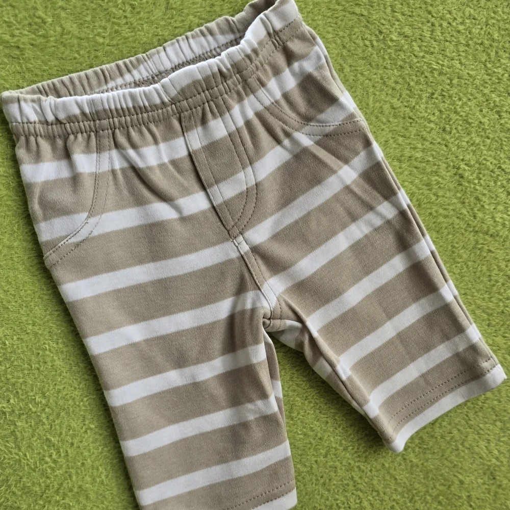 NWT 3-6M Baby BOY 2p PANTS SET Cute TEDDY BEAR Blue & Tan Cotton (Q1)